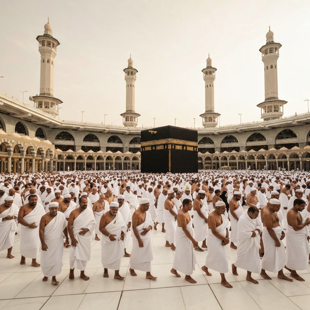 Jamaah melakukan tawaf di sekitar Kaaba